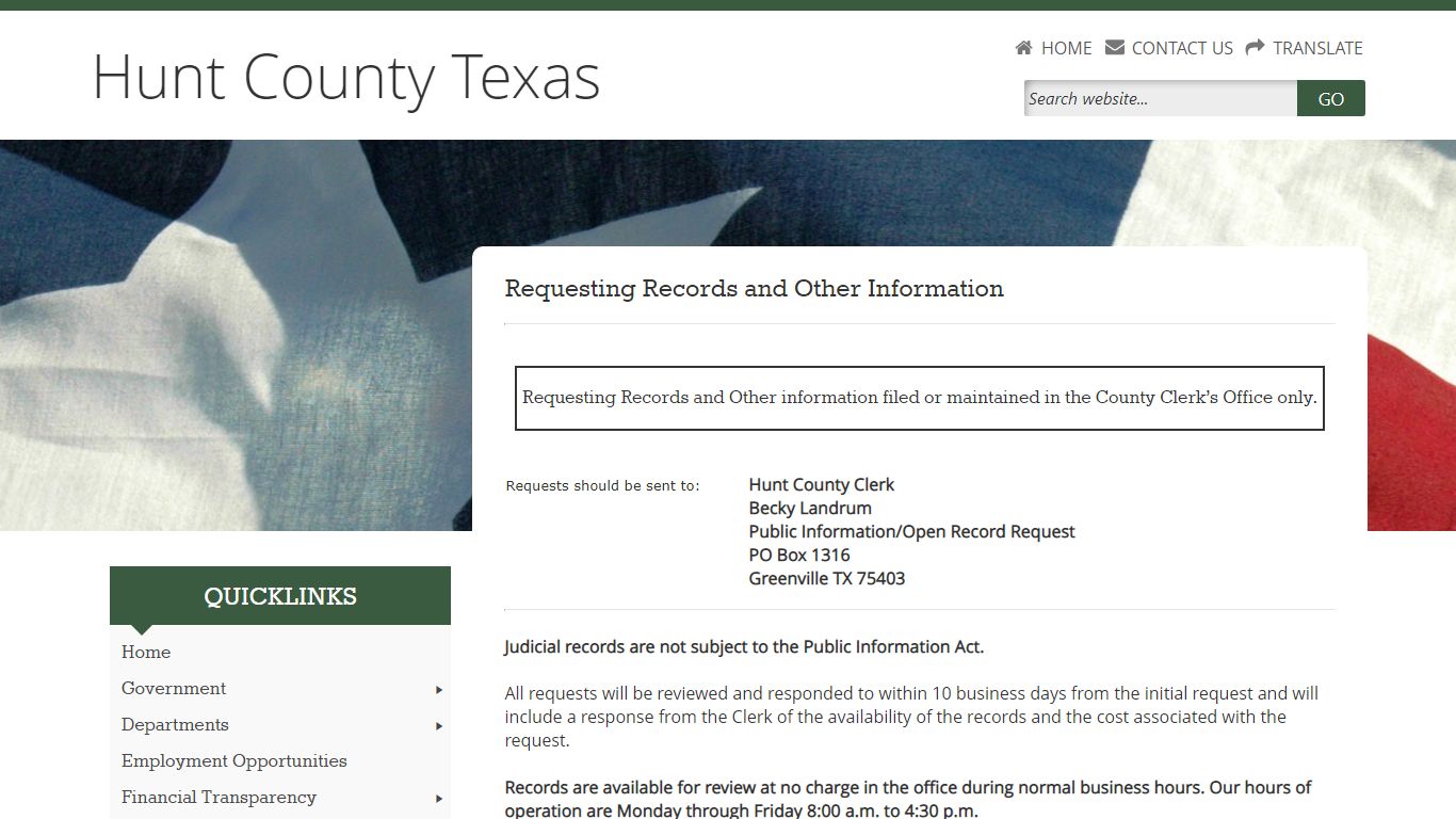 Welcome to Hunt County, Texas | County Clerk | Requesting ...